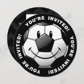 Smiling Glossy Soccer Ball Invites (Front/Back)