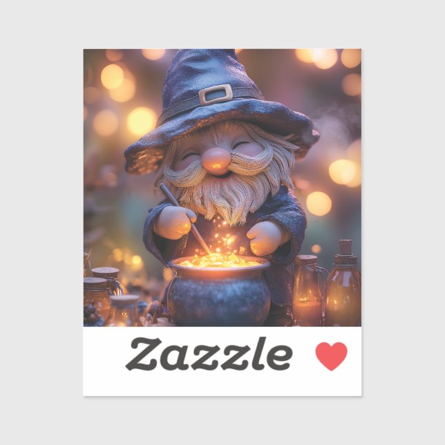 Smiling Gnome Stirring Magic Pot Sticker (Sheet)