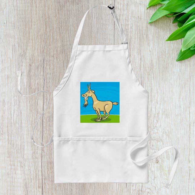 Smiling Goat Cartoon Farm Animal Adult Apron (Creator Uploaded)