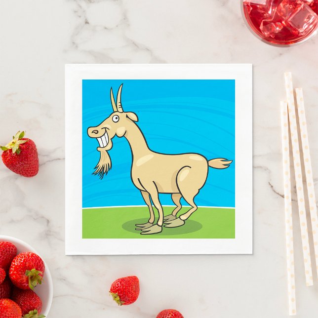Smiling Goat Cartoon Farm Animal Napkins (Creator Uploaded)