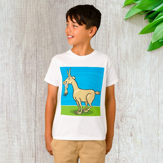 Smiling Goat Cartoon Farm Animal T-Shirt (Creator Uploaded)