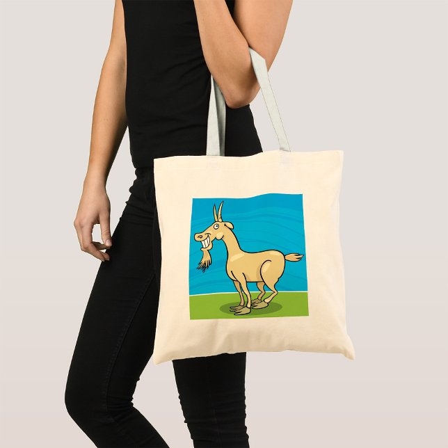 Smiling Goat Cartoon Farm Animal Tote Bag (Creator Uploaded)