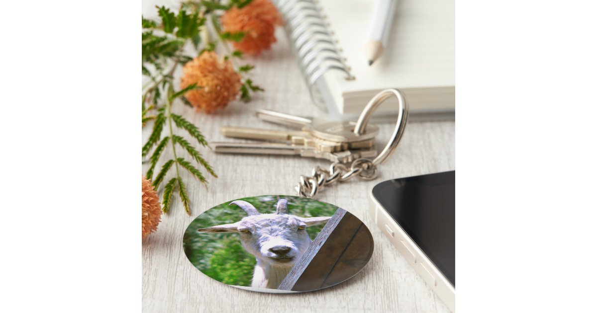 Smiling Goat keychain | Zazzle