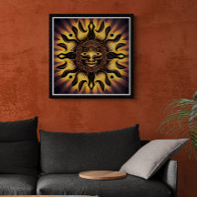 Smiling Gold Mandala Sun AI Art