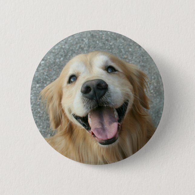Smiling Golden Retriever Button (Front)
