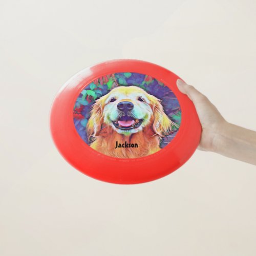 Smiling Golden Retriever Dog in Vibrant Colors Wham_O Frisbee