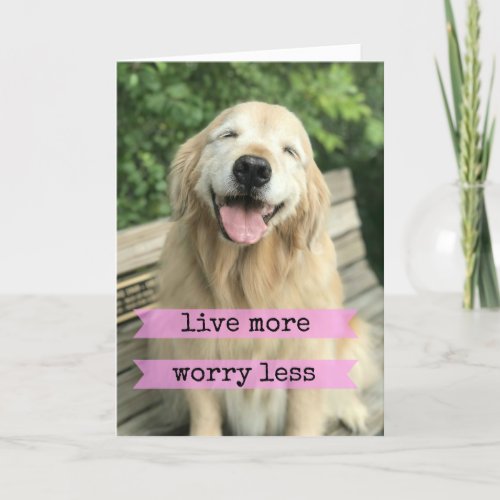 Smiling Golden Retriever Dog Live More Worry Less Card