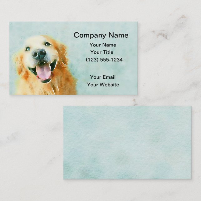Smiling Golden Retriever in Watercolor Business Card Zazzle