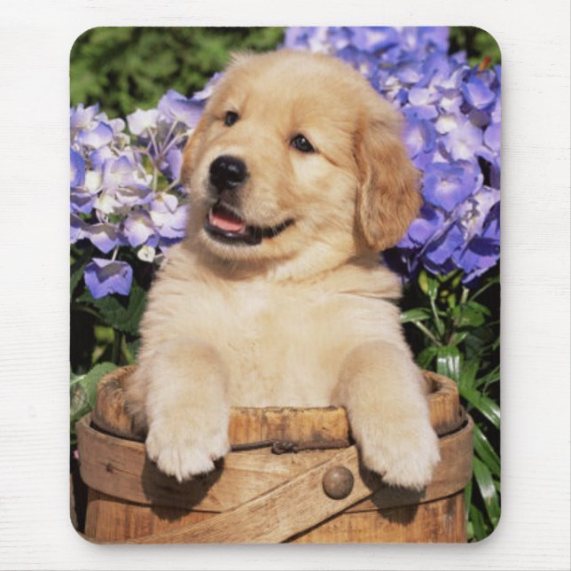 Smiling Golden Retriever Puppy Dog Mouse Pad (Front)