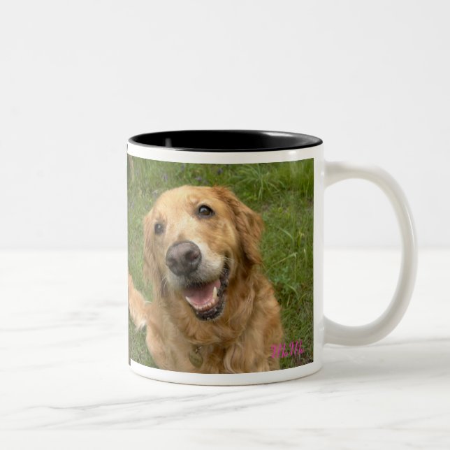Smiling Golden Retriever Two-Tone Coffee Mug (Right)