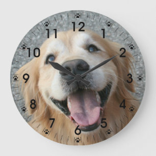 Smiling Golden Retriever Wall Clock