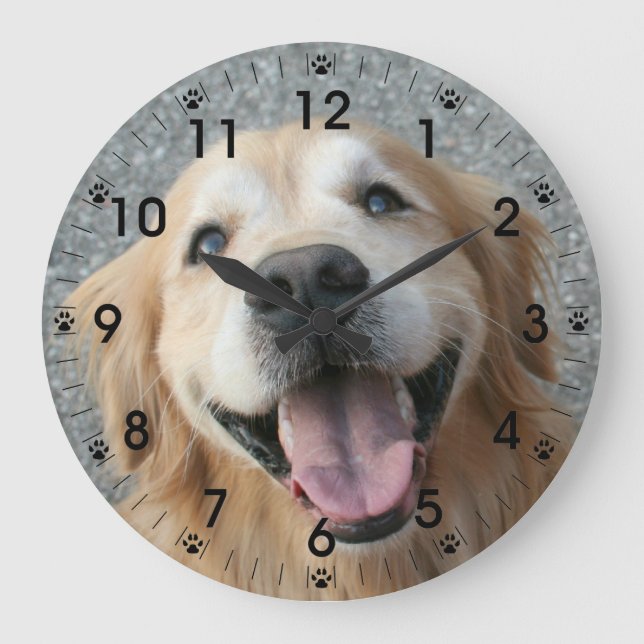 Smiling Golden Retriever Wall Clock (Front)