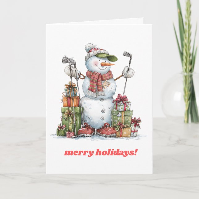 Smiling Golfer Christmas Card (Front)