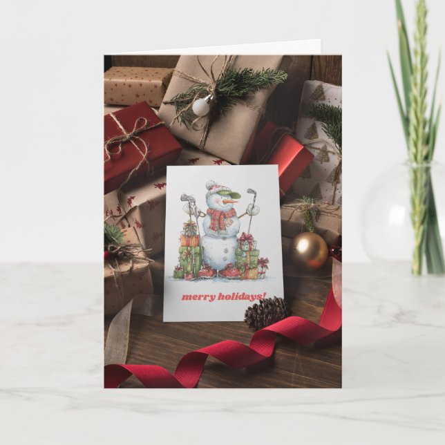 Smiling Golfer Christmas Card (Front)