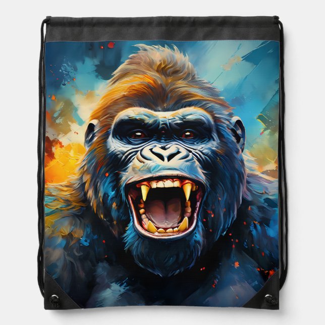Smiling Gorilla  Drawstring Bag (Front)