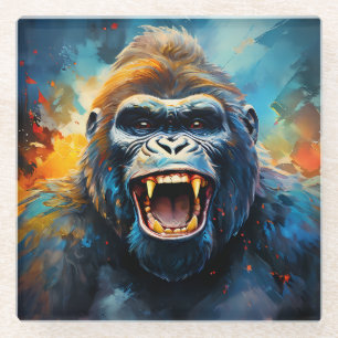 Smiling Gorilla  Glass Coaster