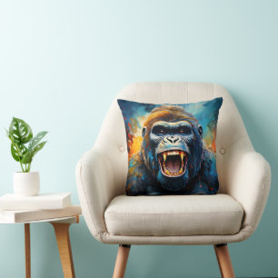 Smiling Gorilla  Throw Pillow