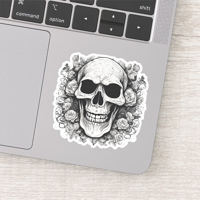 Smiling Gothic Skull Waterproof  Sticker (Detail)