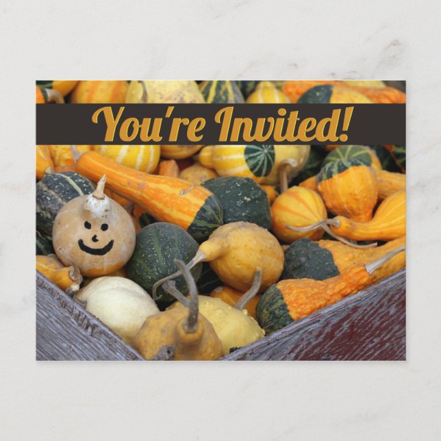 Smiling Gourd Harvest Party Invitation Postcard (Front)