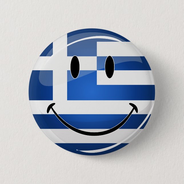 Smiling Greek Flag Pinback Button (Front)