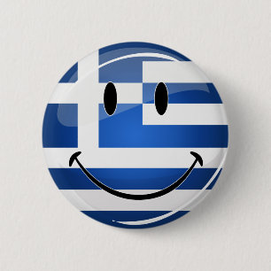 Smiling Greek Flag Pinback Button