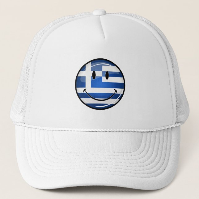 Smiling Greek Flag Trucker Hat (Front)