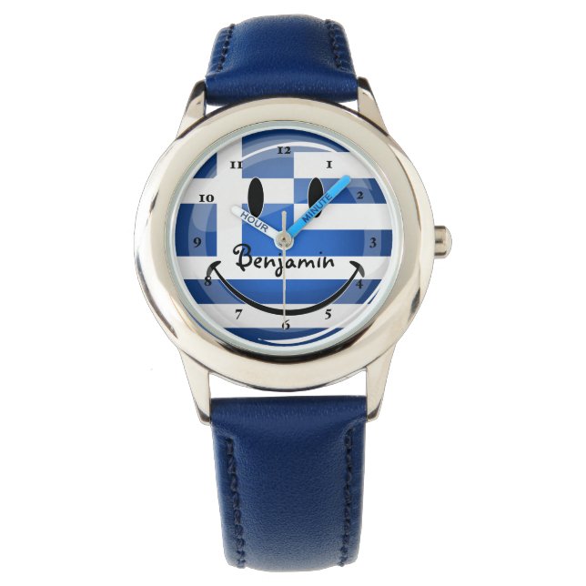 Smiling Greek Flag Watch (Front)
