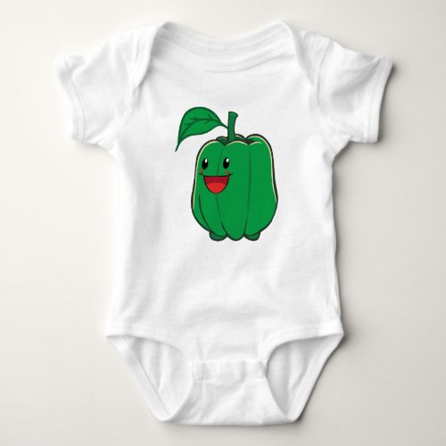 Smiling Green Bell Pepper Baby Bodysuit