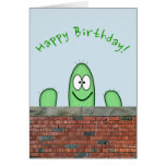 [ Thumbnail: Smiling Green Cactus Character Peeping Over a Wall Card ]