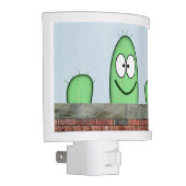 Smiling Green Cactus Character Peeping Over a Wall Night Light (Right)