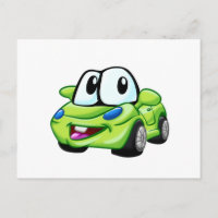Smiling Green car cartoon - Choose background colo