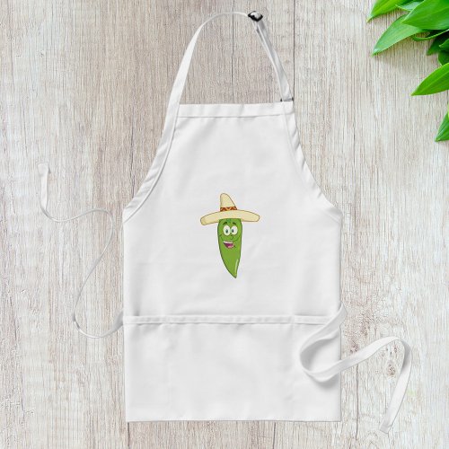 Smiling Green Chilli Pepper Adult Apron