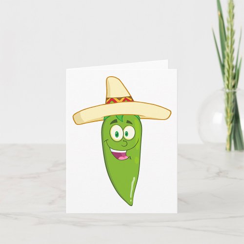 Smiling Green Chilli Pepper Card