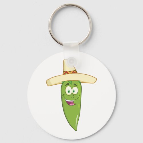 Smiling Green Chilli Pepper Keychain