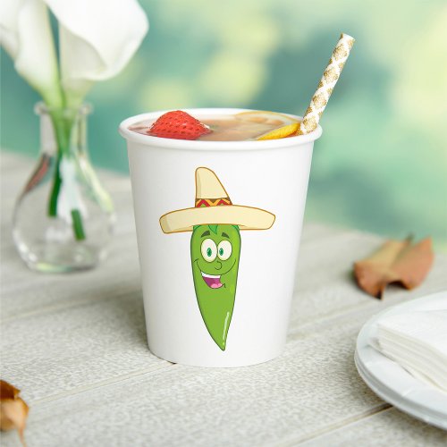 Smiling Green Chilli Pepper Paper Cups