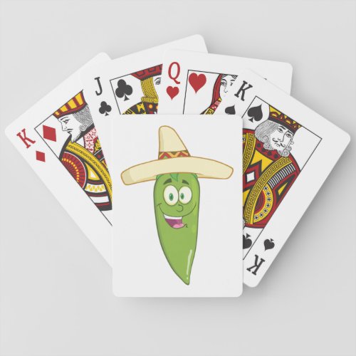 Smiling Green Chilli Pepper Playing Cards