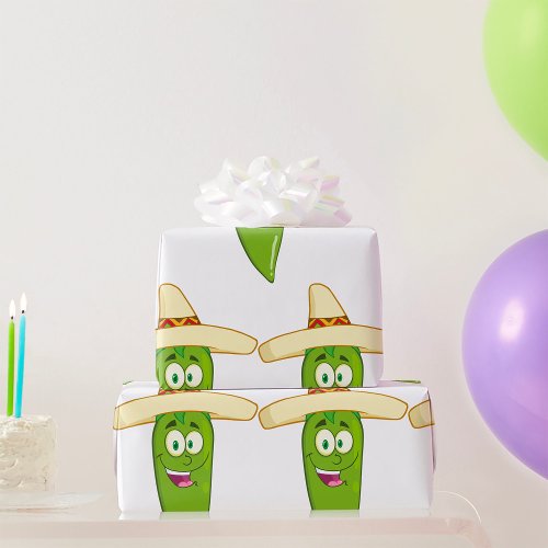 Smiling Green Chilli Pepper Wrapping Paper