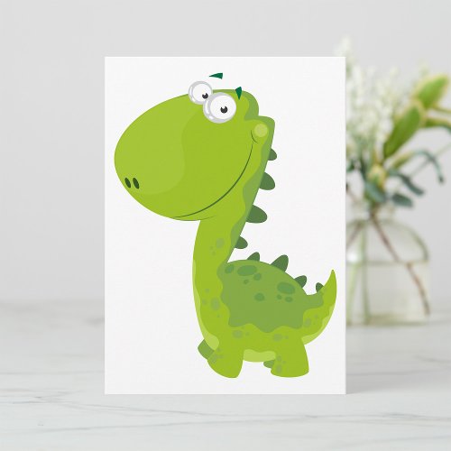 Smiling Green Dino Invitation