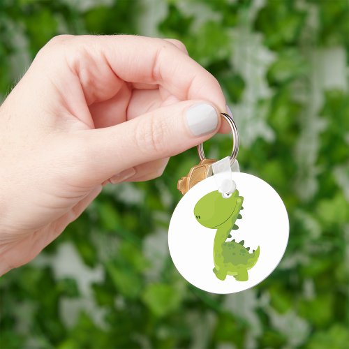 Smiling Green Dino Keychain