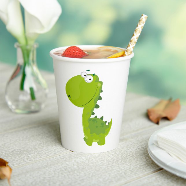 Smiling Green Dino Paper Cups (Creator Uploaded)