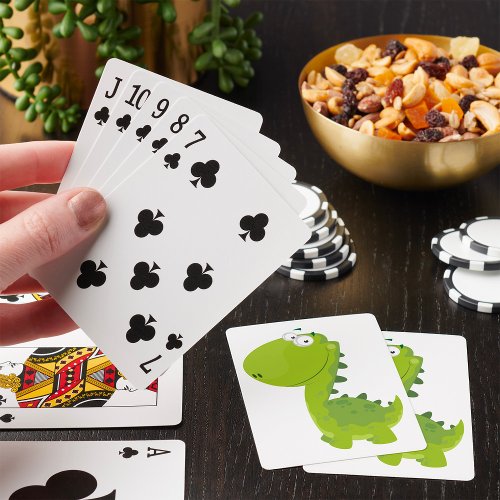 Smiling Green Dino Poker Cards