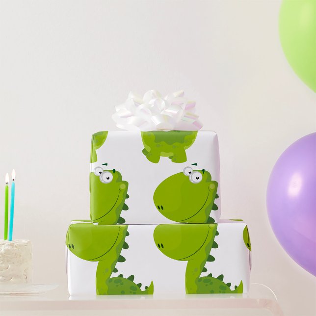 Smiling Green Dino Wrapping Paper (Creator Uploaded)