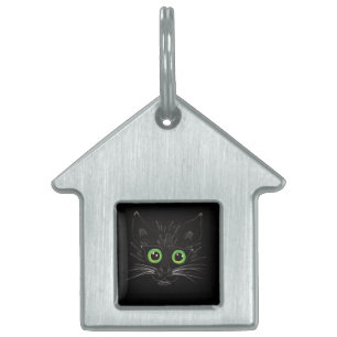 Smiling Green Eyed Cat Pet ID Tag