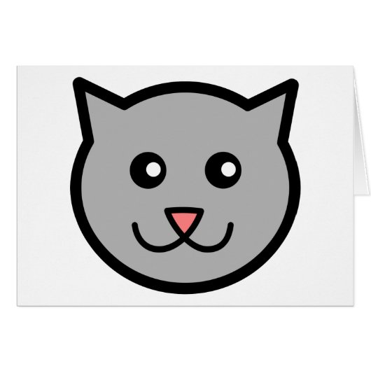 Smiling grey cat cartoon head cards (Front Horizontal)