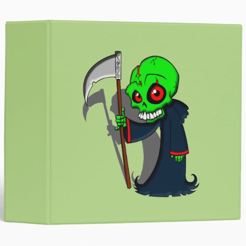 Smiling Grim Reaper Illustration Creepy Cool 3 Ring Binder