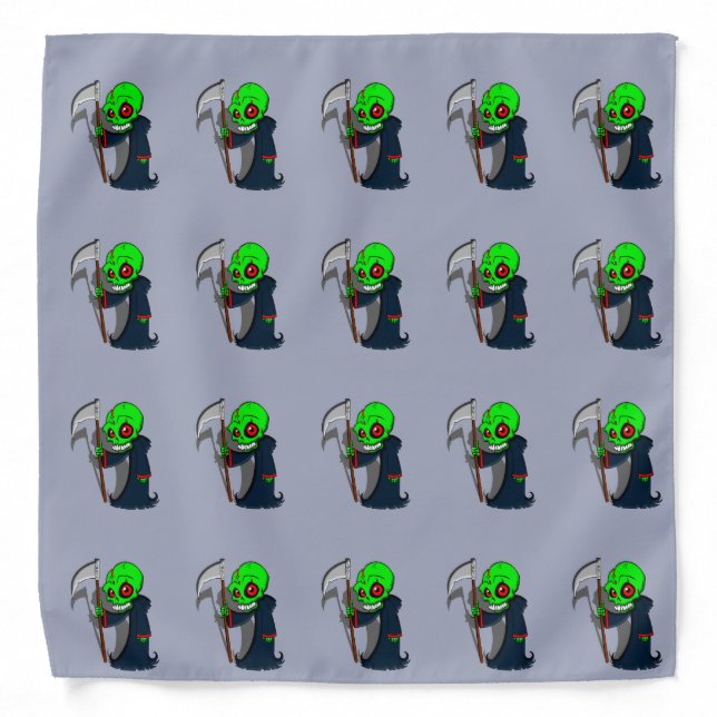 Smiling Grim Reaper Illustration Creepy Cool Bandana (Front)