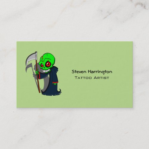 Smiling Grim Reaper Illustration Creepy Cool Business Card