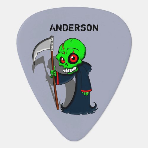 Smiling Grim Reaper Illustration Creepy Cool Guitar Pick