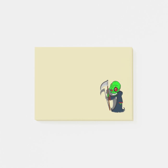 Smiling Grim Reaper Illustration Creepy Cool Post-it Notes (Front)