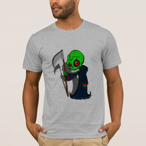 Smiling Grim Reaper Illustration Creepy Cool T_Shirt